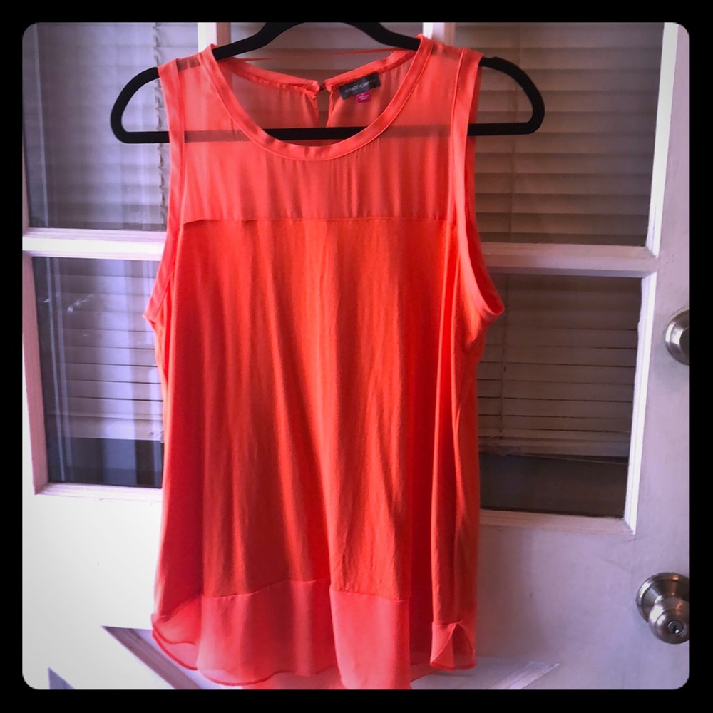 Camuto sleeveless coral sheer top & bottom blouse